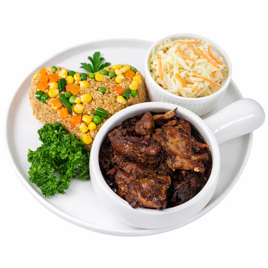 Stew Chicken with Habanero Rice and Coleslaw